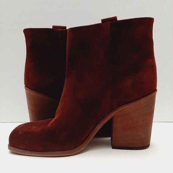 NOW Made in Italy Suede Slip-On Ankle Boot Block Heel Maroon Wine Red Sz Euro 40 - Picture 12 of 16